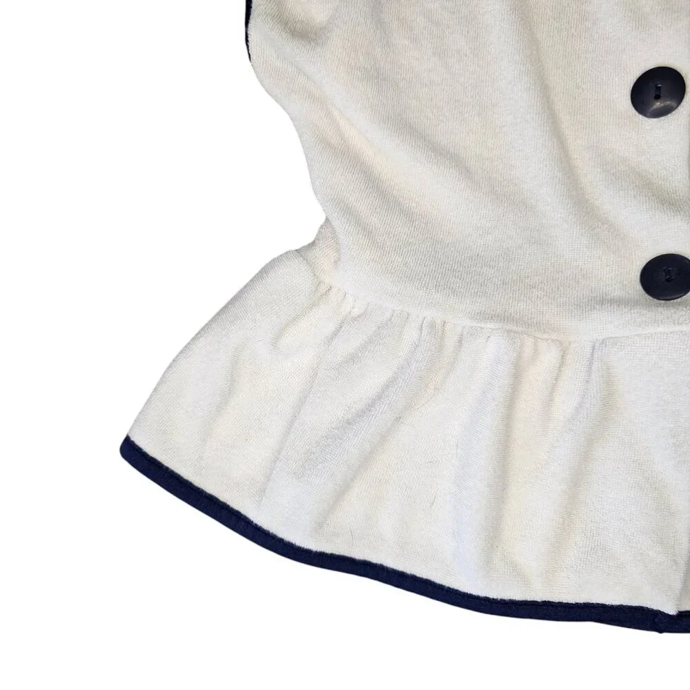 Vintage Baby B'gosh Oshkosh Baby Girls Sz 12 Month Swim Coverup Terrycloth White